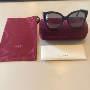 Gucci sunglasses. Black, big frames, case and matching bag.